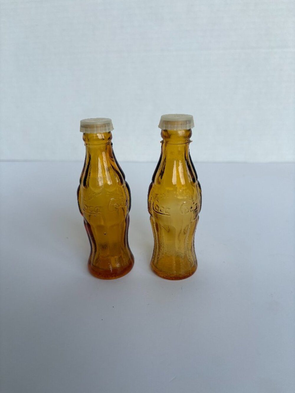 Vintage Amber Glass Coca Cola Salt and Pepper Shakers